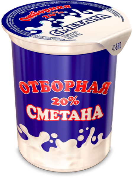 Сметана отборная 20% 380г*12 Сметана отборная 20% 380г*12